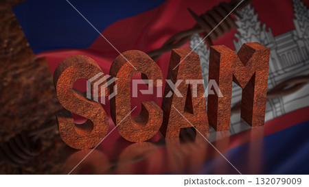 The Scam and Cambodia flag  for Background 3d Rendering. 132079009
