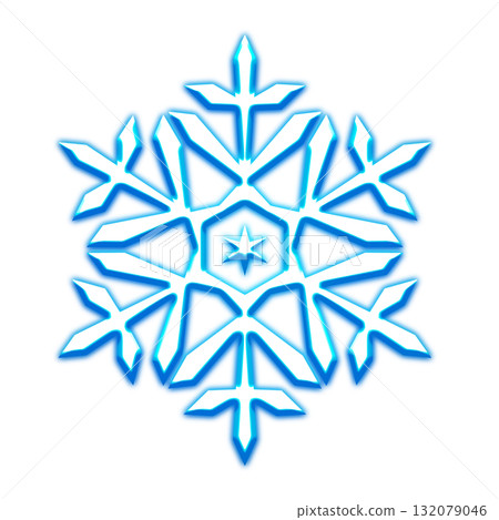 Blue glowing snowflake design on a transparent background 132079046