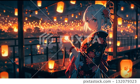 夜晚被燈照亮的女人 夜晚被燈照亮的女人 132079323