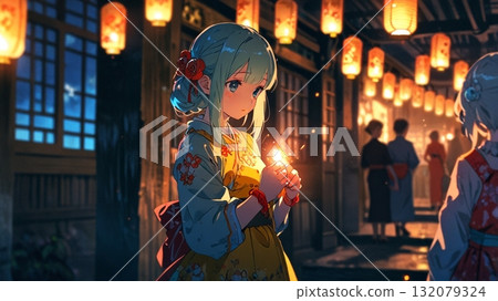 夜晚被燈照亮的女人 夜晚被燈照亮的女人 132079324