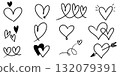 Set of Heart line art , Doodle sketch style of hearts icon vector illustration for concept design. 132079391