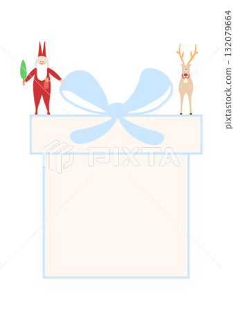 聖誕禮物盒邊框插圖背景,配有可愛的聖誕老人和馴鹿 聖誕禮物盒邊框插圖背景,配有可愛的聖誕老人和馴鹿 132079664