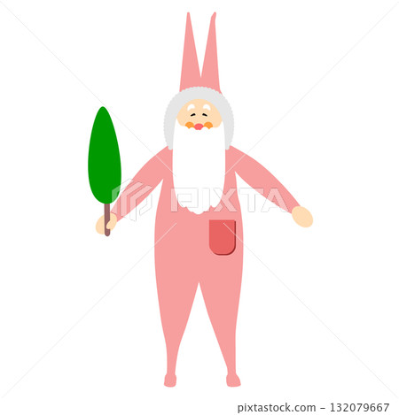Christmas illustration: Cute Santa Claus, Mall Santa style, Vector 132079667
