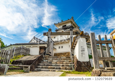 Kakegawa Castle's keep shining against the blue sky 132079689