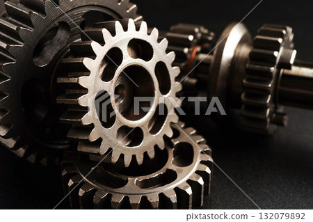 Metal gear wheel engine car and bike, mechanic industry. 132079892