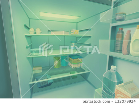 Refrigerator (open) background illustration 05 132079924
