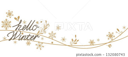 冬季假期裝飾插圖、雪花和裝飾橫幅 132080743
