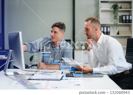 Project manager working and update tasks with milestones progress planning and Gantt chart scheduling diagram 132080943