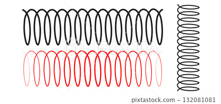 Illustration of Spiral Spring icon in Black and Red. Illustration of Spiral Spring icon in Black and Red. 132081081
