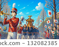 建國紀念遊行：遊行樂隊和神轎穿越明治神宮的外苑 132082385