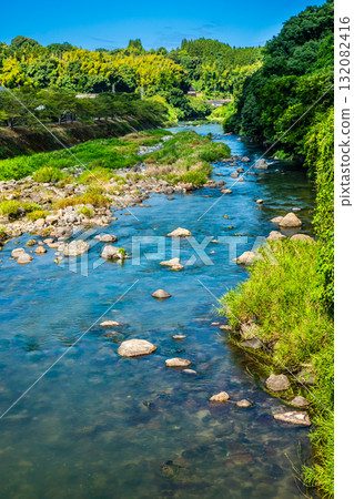 View from Taneyama Bridge, Hikawa River [Toyocho, Yatsushiro City, Kumamoto Prefecture] 132082416