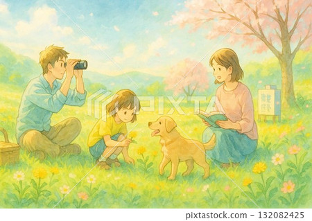 春分時節，一家人一起面對大自然，感受春天和微風的假期 132082425