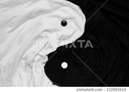 Fabric Yin Yang Tai Chi background Fabric Yin Yang Tai Chi background 132082619