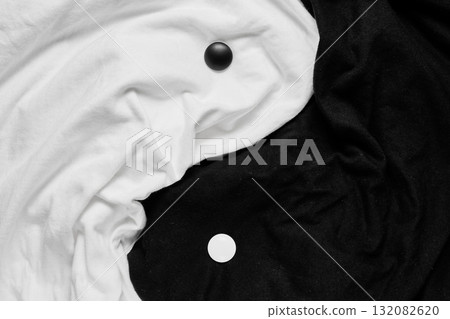 Fabric Yin Yang Tai Chi background Fabric Yin Yang Tai Chi background 132082620
