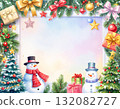 聖誕樹與雪人框架 132082727