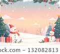 聖誕樹和雪人背景圖 132082813