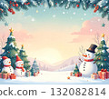 雪人和樹的插圖 132082814