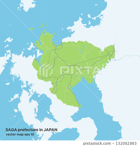 日本佐賀縣的簡易綠道路地圖 132082863