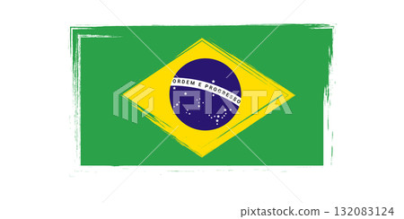 Grunge Style Brazilian Flag Design vector illustration. 132083124