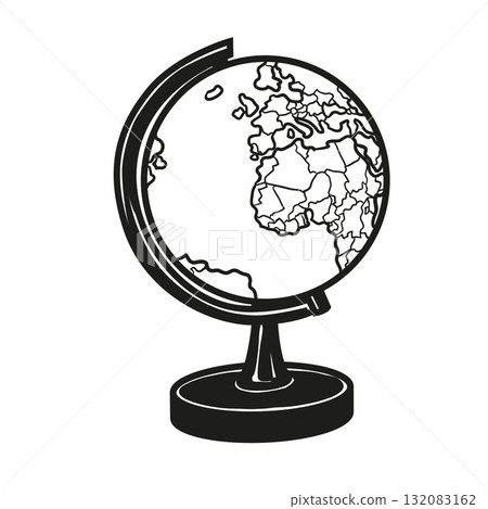 Monochrome world globe illustration for education Monochrome world globe illustration for education 132083162