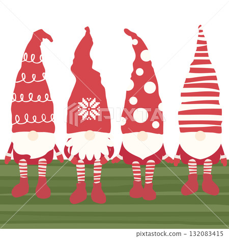 Christmas vector illustration of a Nordic fairy Tomte sitting on the ground 132083415