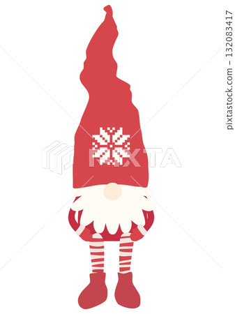 Vector illustration of a sitting Nordic fairy Tomte for Christmas 132083417