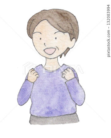 Illustration of a motivated elderly woman doing a fist pump 132083994