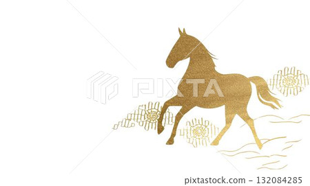 背景素材_金馬剪影 背景素材_金馬剪影 132084285