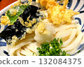Udon noodles with a focus on tempura 132084375
