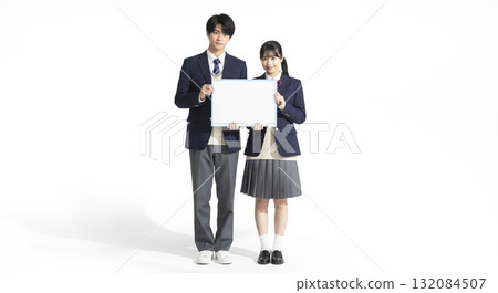 High school student with message board High school student with message board 132084507