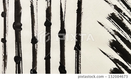 Grained lines drawn with ink and brush, grained line drawings, ink banners 132084673