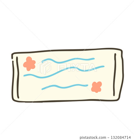 Hand-drawn illustration of a folded bath towel 132084714