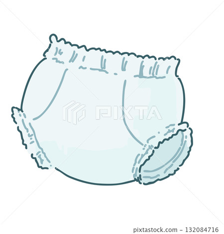 一次性尿布（褲型，嬰兒用）的手繪插圖 132084716