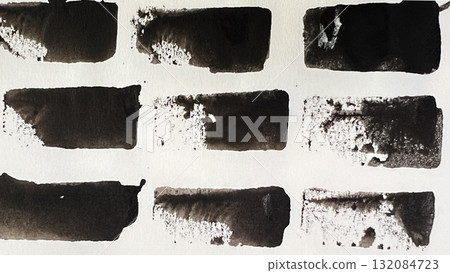 Japanese-style background material drawn with a brush, faint wavy lines drawn with ink and a brush, brick-like wavy lines drawn with ink 132084723