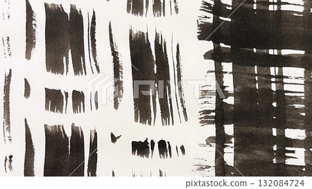 Japanese-style background material drawn with a brush, faint wavy lines drawn with ink and a brush, wavy stripes drawn with ink 132084724