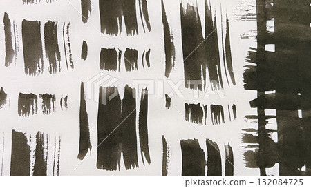 Japanese-style background material drawn with a brush, faint wavy lines drawn with ink and a brush, wavy stripes drawn with ink 132084725