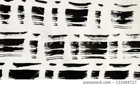 Japanese-style background material drawn with a brush, blurred dashed lines drawn with ink and a brush, dashed borders drawn with ink 132084727