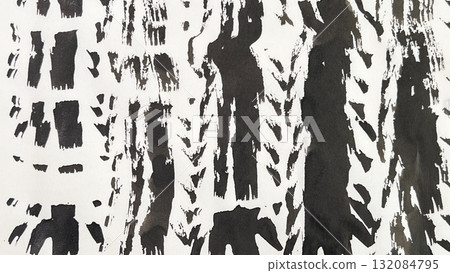 Japanese-style background material drawn with a brush, lines drawn with ink and a brush, and ink line drawings 132084795