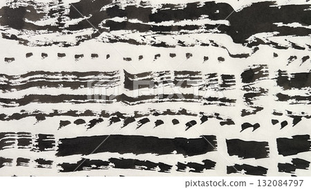 Japanese-style background material drawn with a brush, lines drawn with ink and a brush, and ink line drawings 132084797