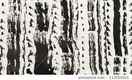 Japanese-style background material drawn with a brush, lines drawn with ink and a brush, and ink line drawings 132084805