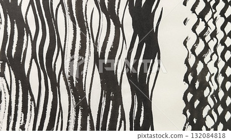 Wavy lines drawn with ink and brush, wavy line drawings Wavy lines drawn with ink and brush, wavy line drawings 132084818