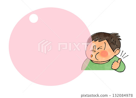 Bubble gum and boy copy space (pink) Bubble gum and boy copy space (pink) 132084978