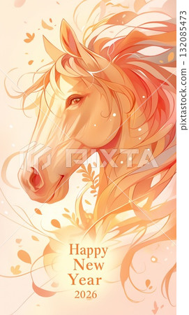 New Year's card illustration material_Year of the Horse (2026) 132085473