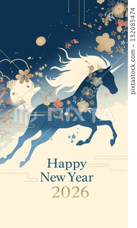 New Year's card illustration material_Year of the Horse (2026) 132085474