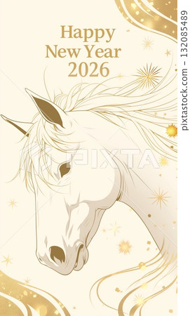New Year's card illustration material_Year of the Horse (2026) 132085489