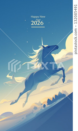 New Year's card illustration material_Year of the Horse (2026) 132085491