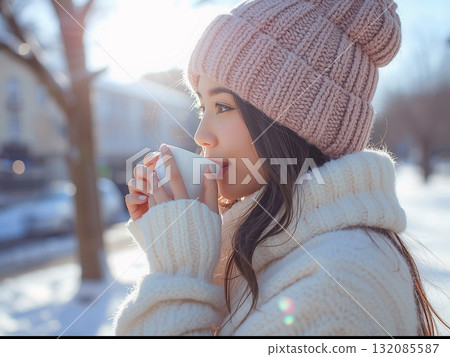 A cafe at the ski resort 132085587