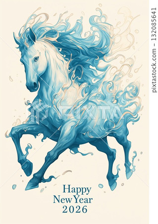 新年賀卡插畫素材_馬年（2026年） 132085641