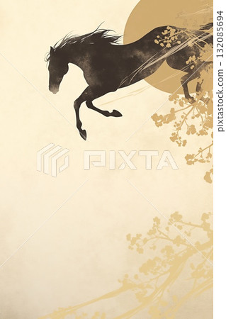 New Year's card illustration material_Year of the Horse (2026) 132085694