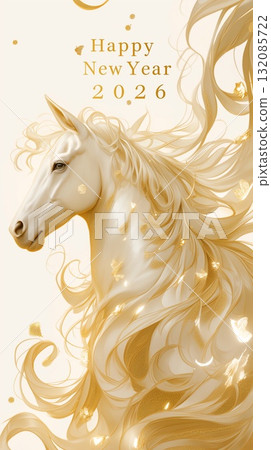 New Year's card illustration material_Year of the Horse (2026) 132085722